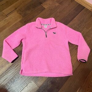 Pink Sherpa pullover half zip size small has side pockets